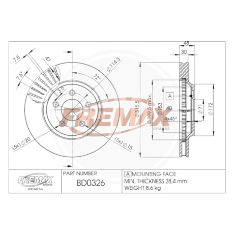 DISCO FORD MUSTANG 2005/08 DEL (FREMAX) 2