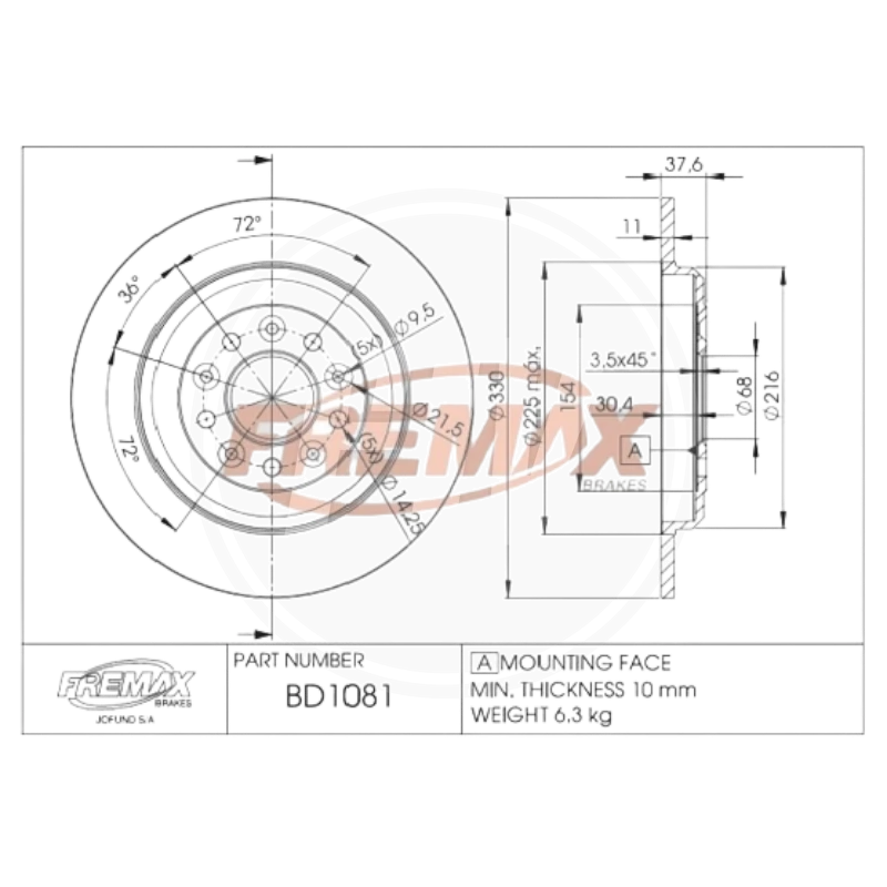 DISCO FORD EXPLORER 2011/12 TRAS PAST 8488 (FREMAX) 2