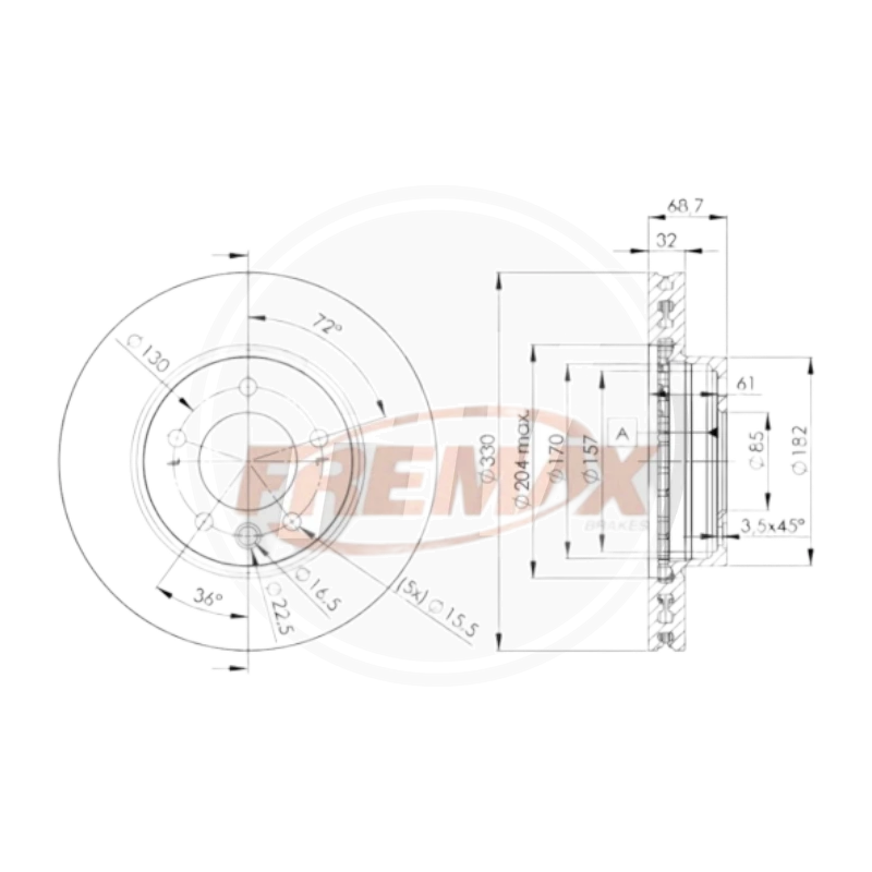 DISCO VOLKSWAGEN TOUREG DEL L 6 CIL PAST 7911 (FREMAX) 2