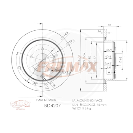 DISCO NISSAN MURANO TRAS PAST 7784 (FREMAX) 2