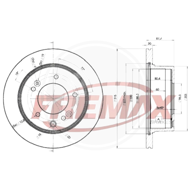 DISCO KIA SORENTO 2007- TRAS ALTURA 87MM PAST 7853 (FREMAX) 2