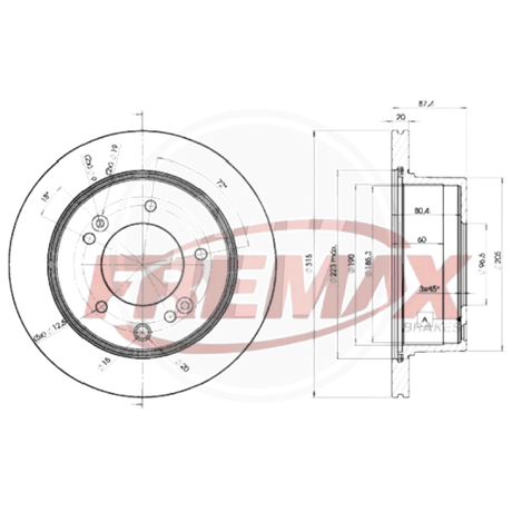 DISCO KIA SORENTO 2007- TRAS ALTURA 87MM PAST 7853 (FREMAX) 2