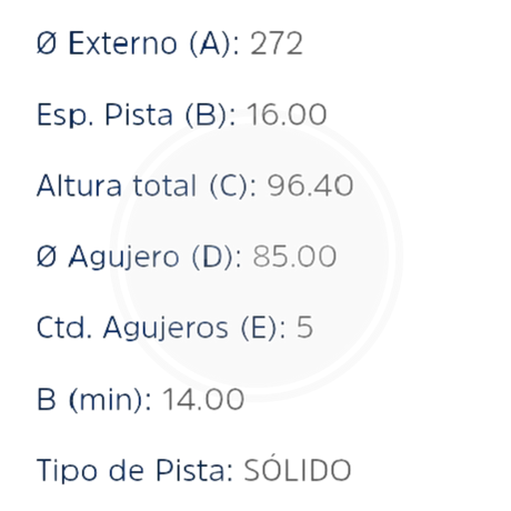 DISCO MERCEDEZ SPRINTER 313 RUEDA SENCILLA TRAS. (HIPPER FREIOS) 3