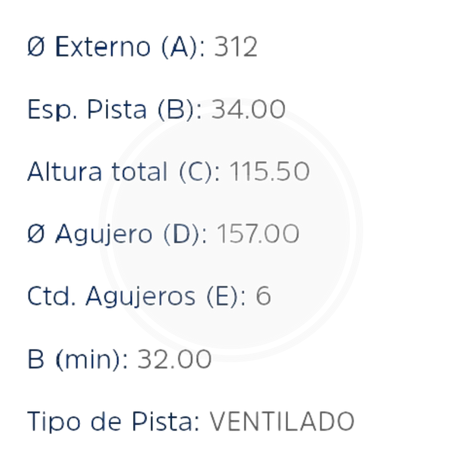 DISCO MERCEDEZ LO-712 MINIBUS, LO-914, LO-915 TRAS. (HIPPER FREIOS) 3