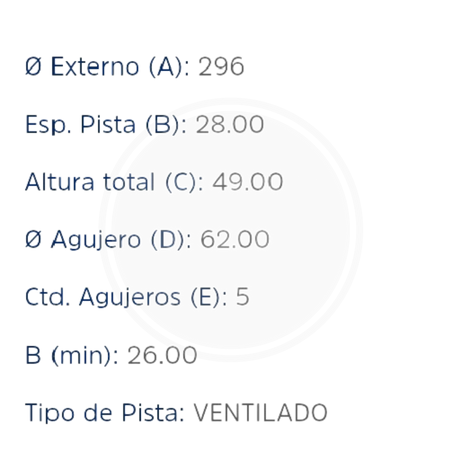 DISCO TOYOTA CAMRY DEL 2005-06 (PAST 7787) (HIPPER FREIOS) 3