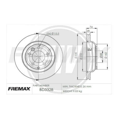 DISCO VOLKSWAGEN TOUREG TRAS 6 Y 8 CIL PAST 7908 (FREMAX) 2