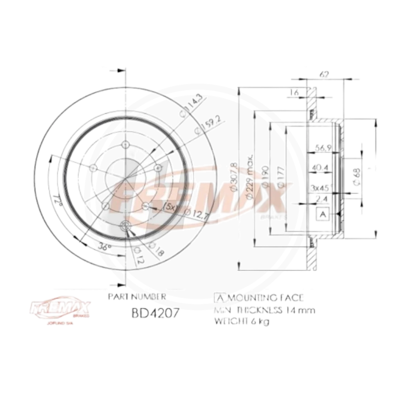 DISCO NISSAN MURANO TRAS PAST 7784 (FREMAX) 2