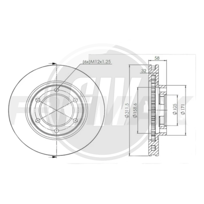 DISCO TOYOTA AUTANA, BURBUJA, MACHITO DEL (6 HUECOS ROSCA) (FREMAX) 2
